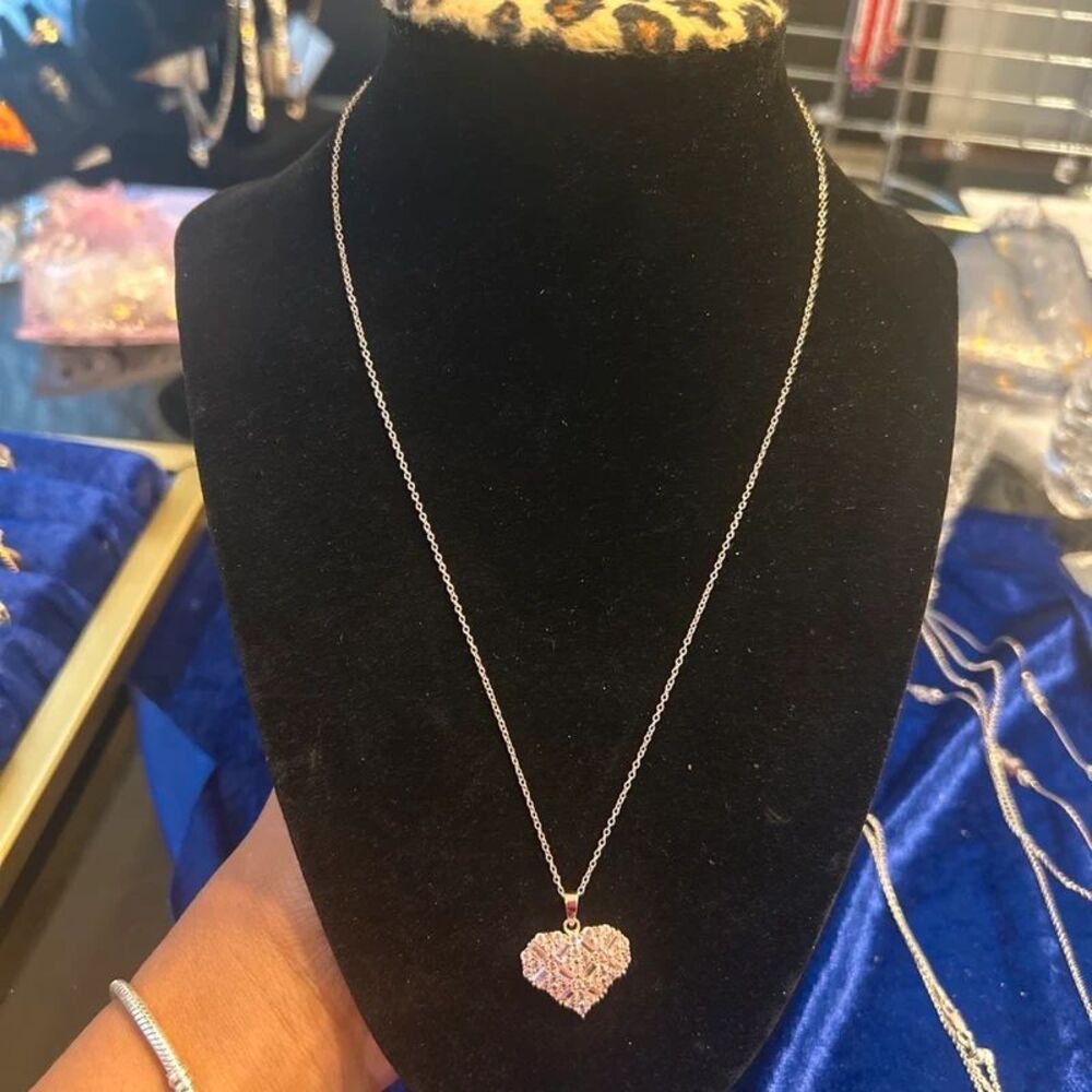 925 Sterling Silver Rose Gold Plated Heart Pendant Necklace